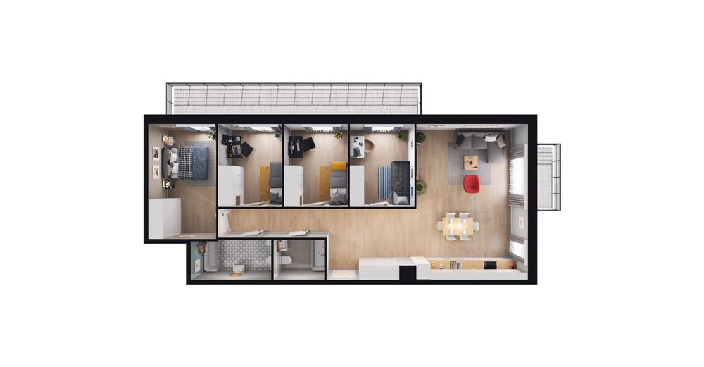 5-pokojowe mieszkanie 96m2 + 2 balkony