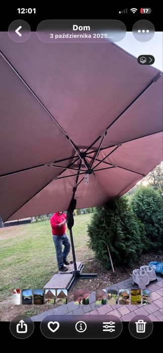 Parasol  ogrodowy nowy boczny mocca led  pokrowiec