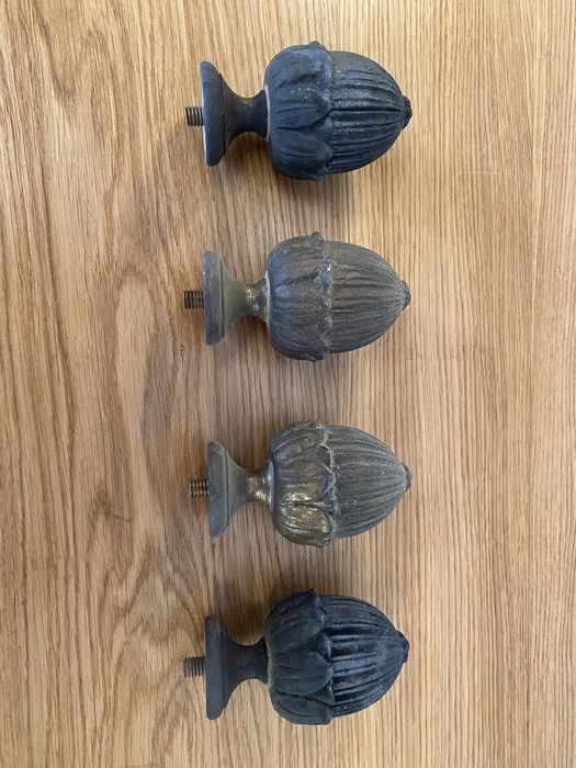 2 Solid Brass Finials for Curtain Rod Ends