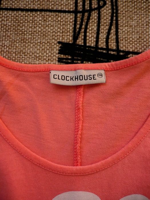 Koralowa tunika Clockhouse C&A M 38 S 36 oversize z tyłu dłuższa luźna