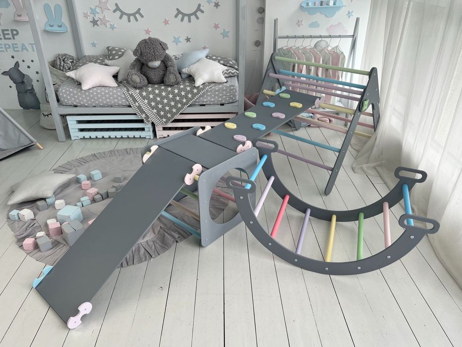 Сiрий дитячий комплекс Піклера Пиклер Арка Трикутник Подушка монтесорі