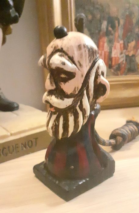 Estatueta Isqueiro Velho Pavio Antigo Busto Vintage madeira 1950