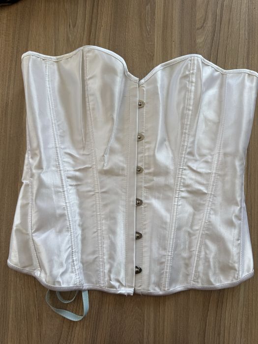 Biały gorset satynowy 2XL