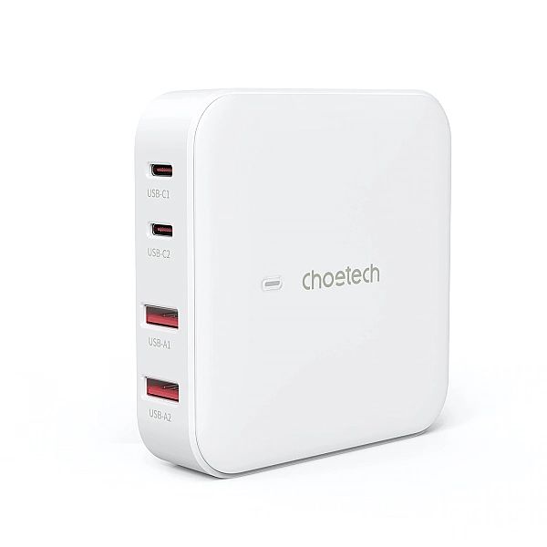 Szybka ładowarka sieciowa GaN Choetech PD8008, 100W 2x USB-A / 2x USB-