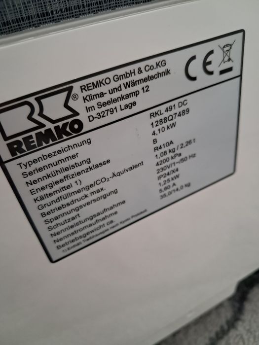 Remko rkl 491 dc мобільний кондиціонер спіт система