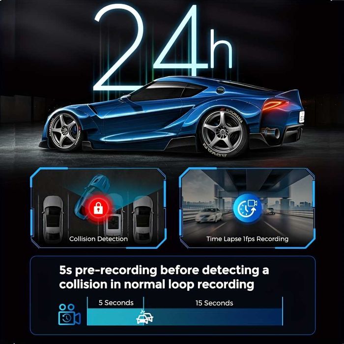 Відеореєстратор 4К AZDOME M550 Pro Wi-Fi + задня камера + 64Gb карта