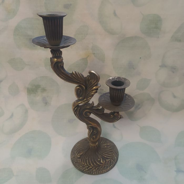 Подсвечник 2 свечи латунный высота 32 см