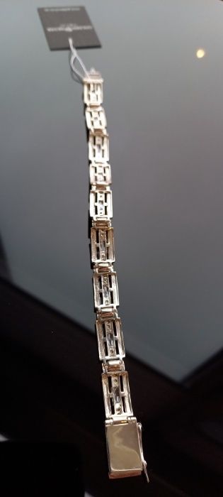 Браслет серебряный со вставками золота и фианитами. Новый. ОБМЕН.