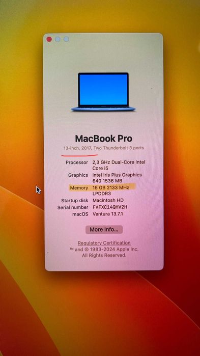 Apple MacBook Pro 13" 2017 16GB 1TB (venda ou troca)