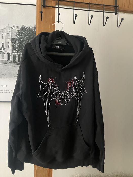 Bluza Disarray czarna z kapturem  wzor kryształki roz.L
