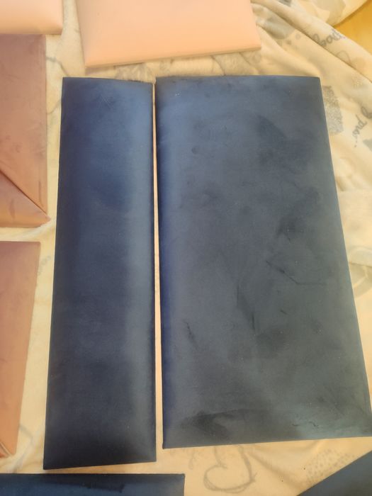 Panel ścienny tapicerowany granatowy, różowy