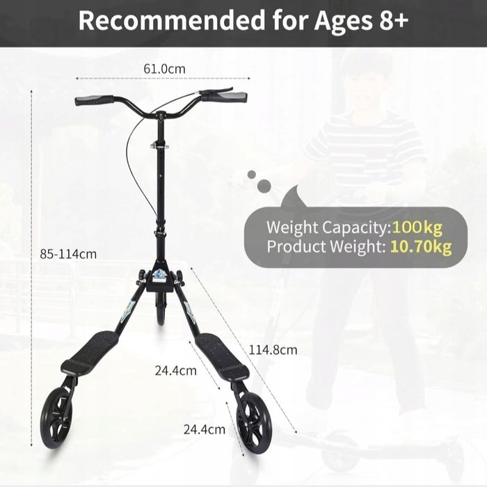 Hulajnoga AOODIL SP01 czarny 3 kółka