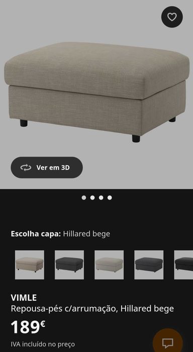 Puff Vimle IKEA com arrumação