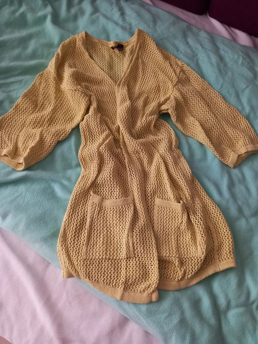 Kardigan roz M złota nitka