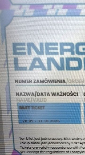 Dwa bilety energylandia standard  28.09 - 31.10.26r