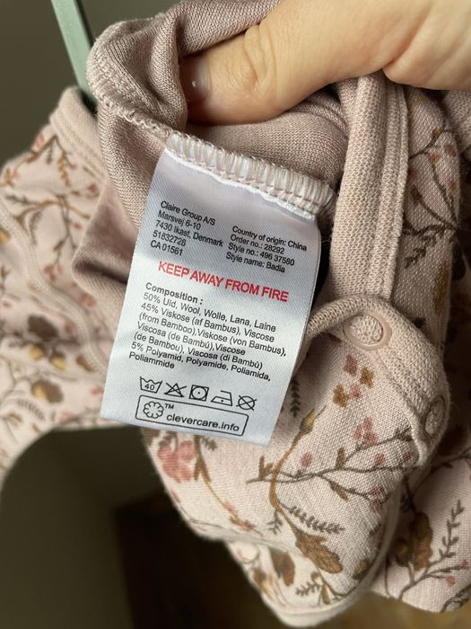 Komplet body spodenki 68 hust&claire merino bambus