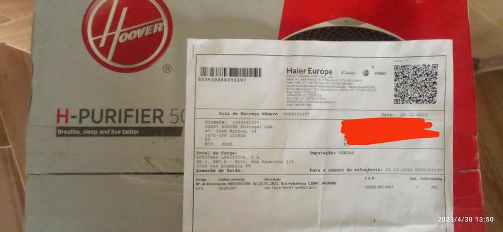 Purificador de ar Hoover H-Purifier 500