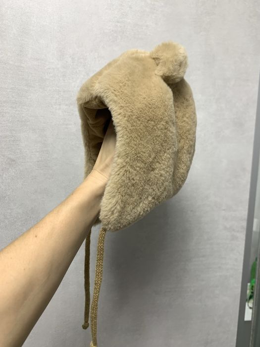 Дитяча зимова шапка з вушками бежева