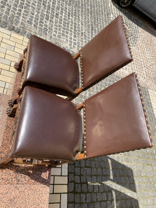 Кресло стул антиквариат кожаное шкіра век