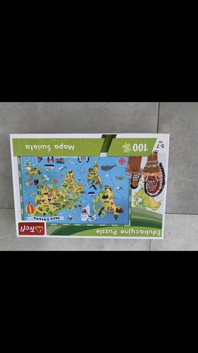 Edukacyjne puzzle Trefl 100 elementow MAPA SWIATA