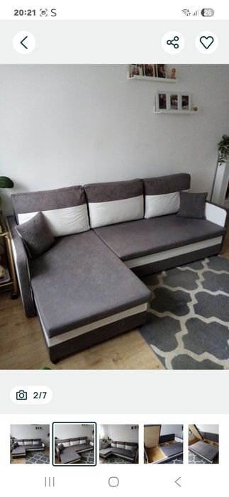 Narożnik szary welur