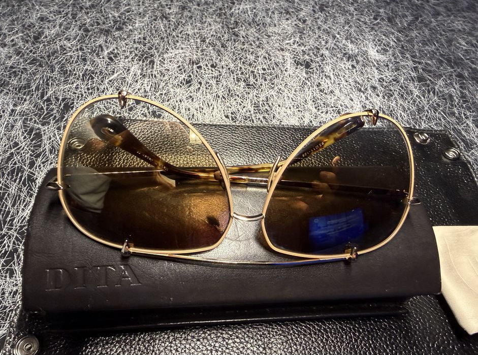 Okulary DITA Talon złote brazowe szkła cartier