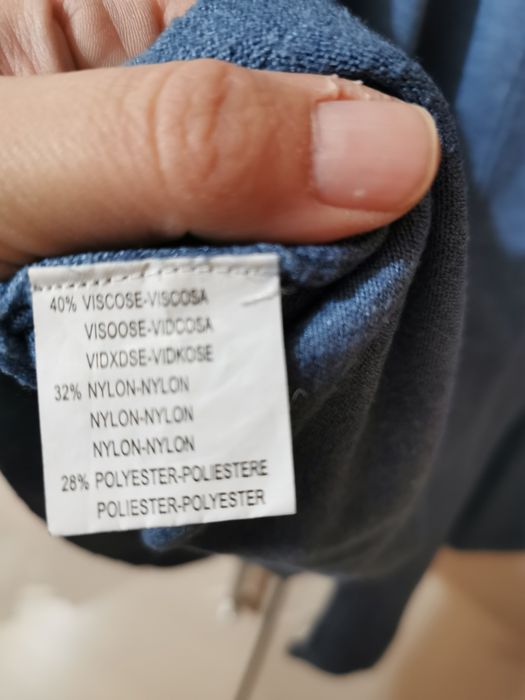 Sweter sweterek cienki damski M/L 38/40 niebieski paski na plecach