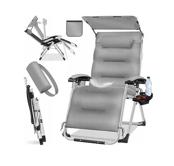 Leżak ogrodowy z daszkiem KESSER szary