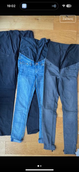Zestaw 3 par jeansów ciążowych, wygodne, elastyczne H&M Mama, 36 i 40