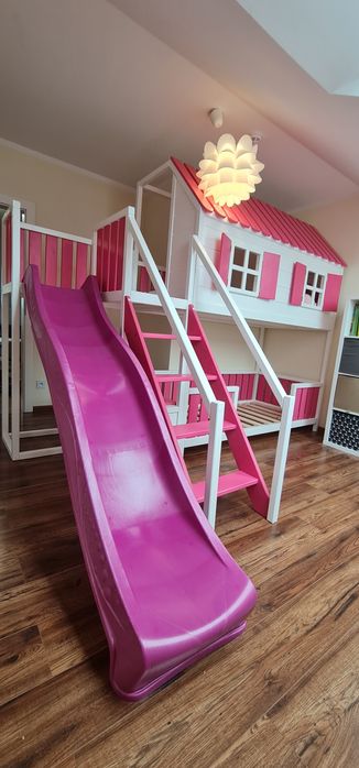 Łóżko piętrowe domek drewniany 90x190