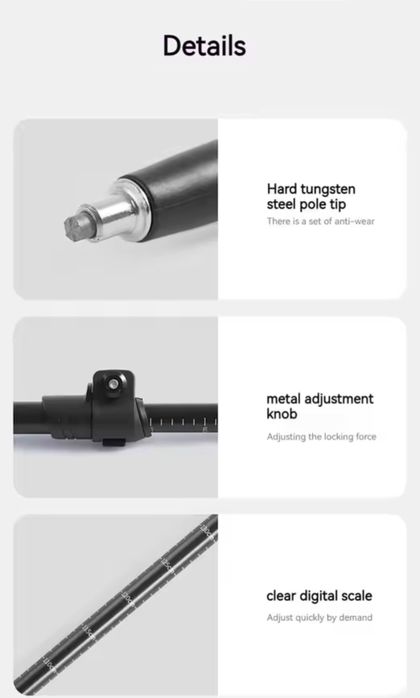 Трекінгові, туристичні палки Naturehike ST03 Snow Pro, black diamond