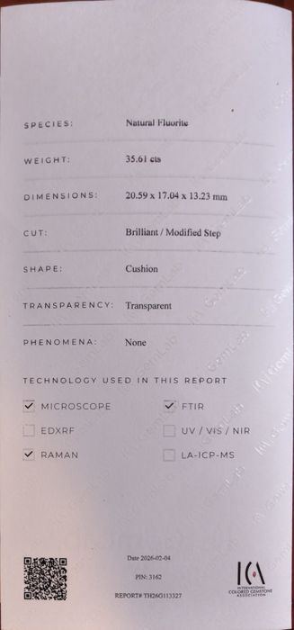 Fluorite Natural Rosa 35,61cts Certificada – Selada | Covilhã