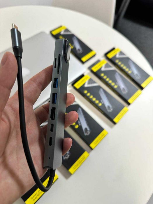 USB-C HUB 8в1 HDMI 4K PD 87W RJ45 LAN SD TF MacBook Windows Android iOS