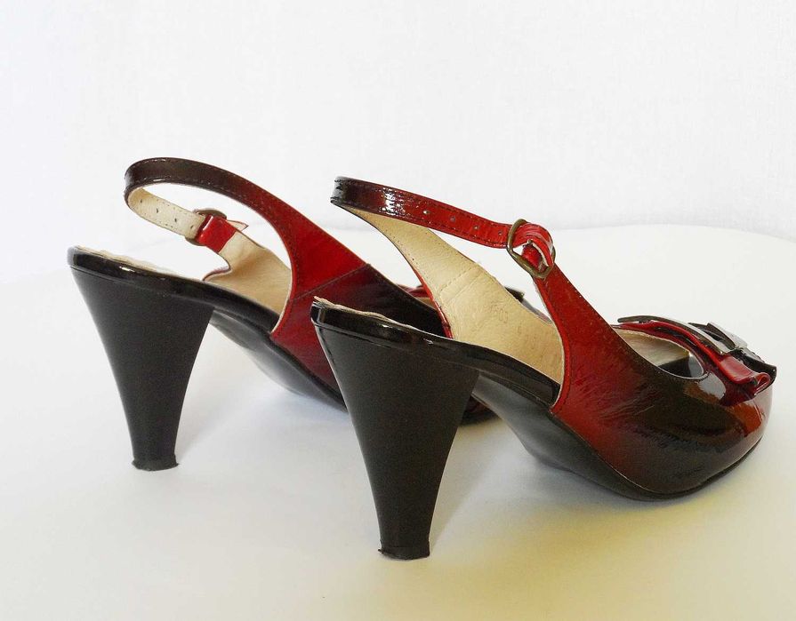 sandały obcas skóra lakierowana 37 roz