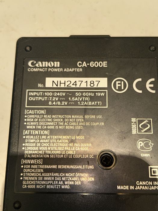 Ladowarka i bateria do CANON CA 600e