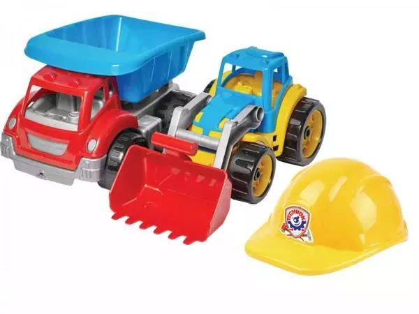 Zestaw Pojazdów Budowlanych + Kask. Nowy Produkt