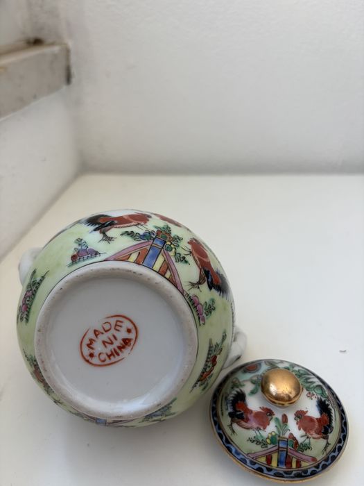 2 peças bule de chá chinês porcelana antiga
