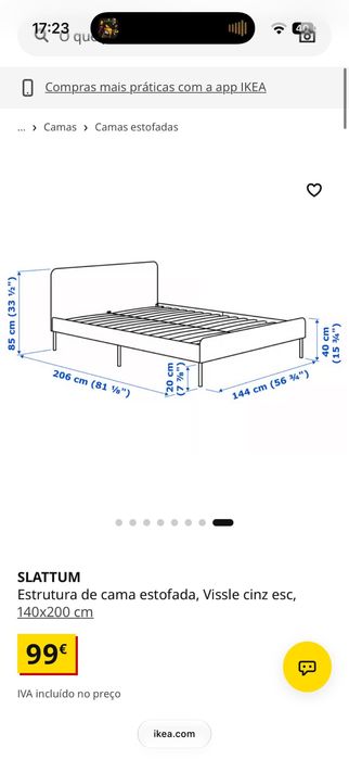 Estrutura da cama + colchão do IKEA