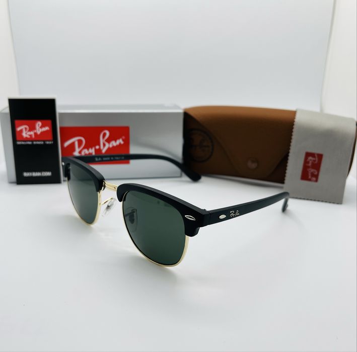 Солнцезащитные очки Ray Ban Clubmaster RB3016 Gold-Green 51мм стекло