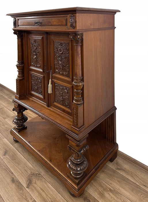 SZAFA komoda KABINET antyk XIX w gabinetowa rzeźb. PUTTA UNIKAT