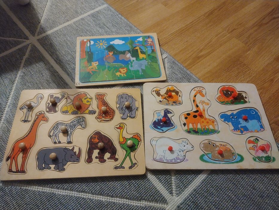 3 sztuki puzzli drewnianych