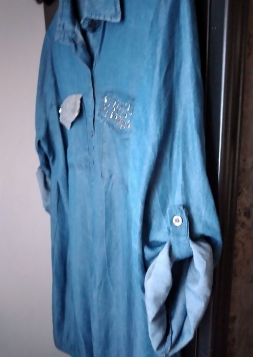 Vestido ou camisa italiano de ganga fina, tamanho XL