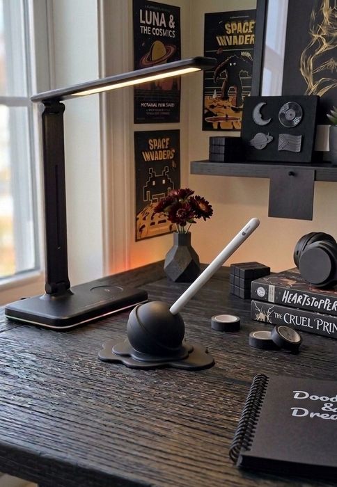 Holder Chupa Chups na Długopis / Apple Pencil • Czarny Stojak na Biurko 10x9x4,4cm