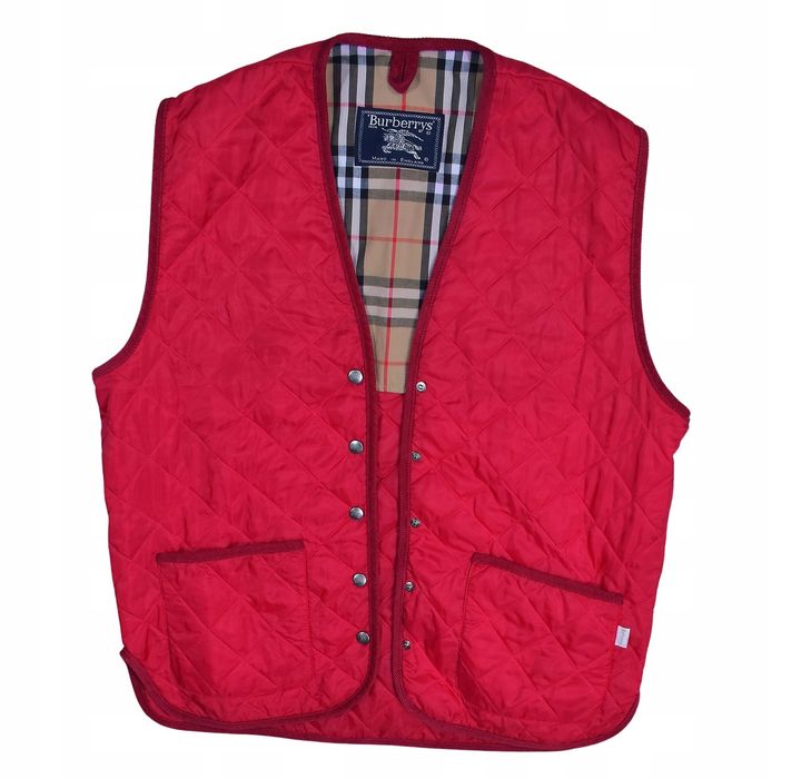 Burberrys Pikowana Kamizelka Vintage Czerwona / Xl