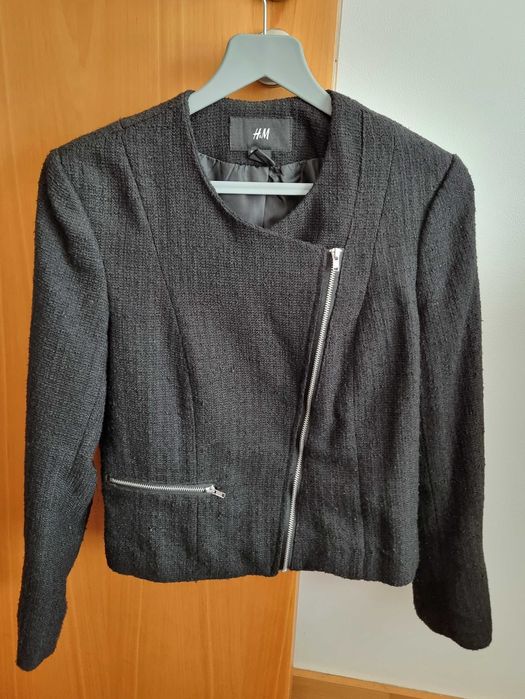 Casaco preto com fechos cinzentos H&M, tamanho 34