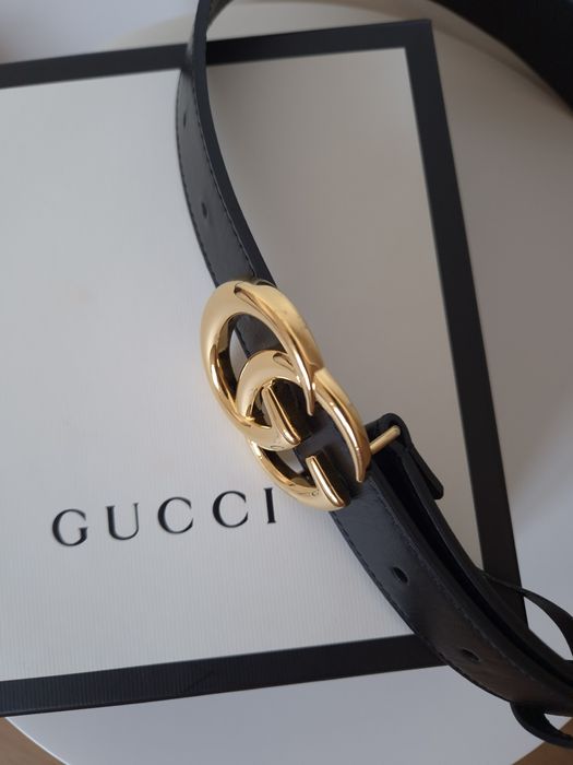 Czarny skórzany pasek Gucci