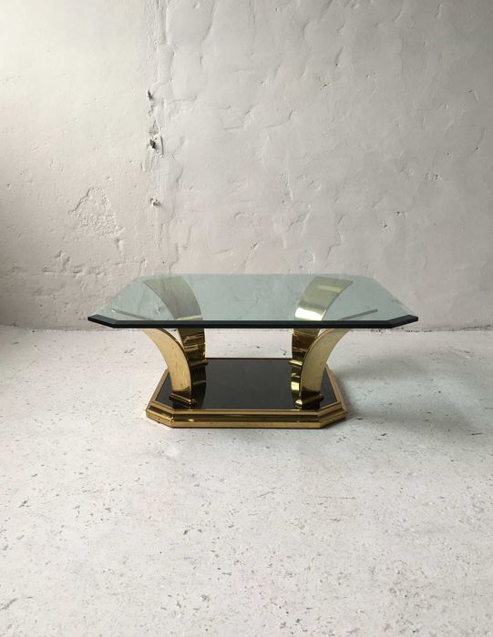 Stolik szklany Hollywood Regency lata 80 90 vintage design