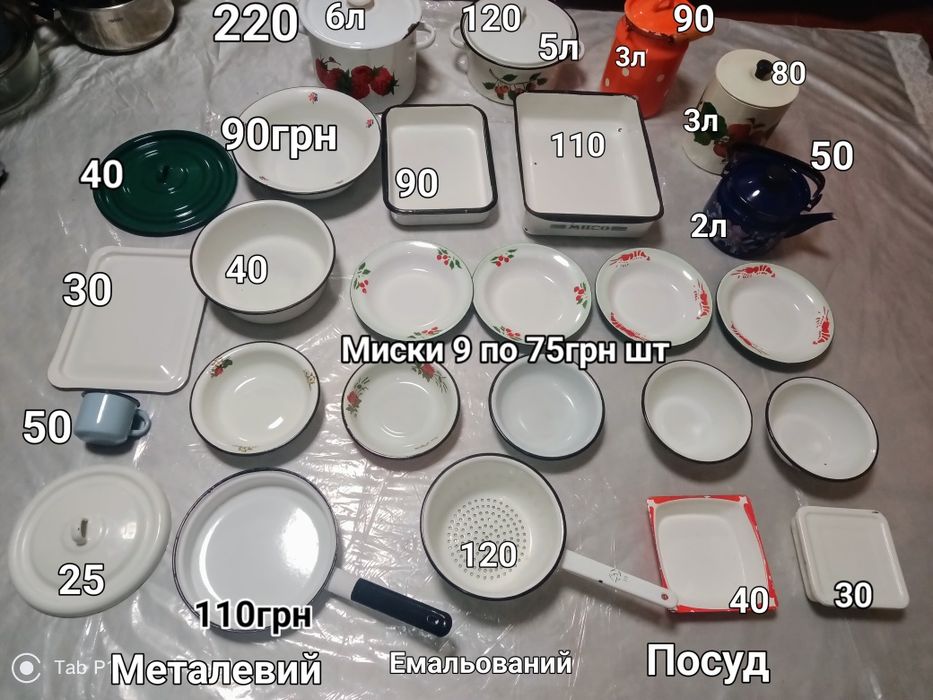 Посуд часів СРСР.Каструлі,тази,лотки,миски.