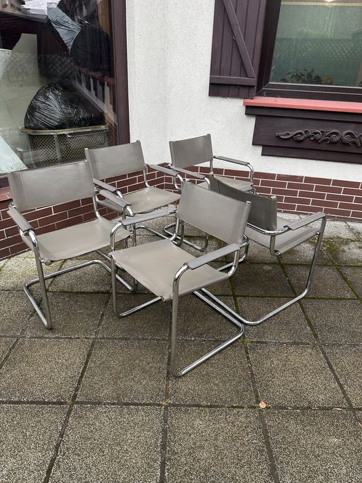 *rezerwacja*Bauhaus krzeslo Mart Stam S34 skóra ciepły szary