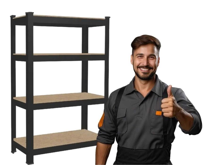 Стелаж металевий 150x70x30 4 полиці, навантаж. 175кг на полицю чорний